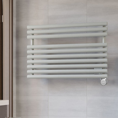 Terma Salt N Pepper Rolo Matt Oil-Filled 2046Btu Electric Towel Radiator (H) 590Mm X (W) 900Mm