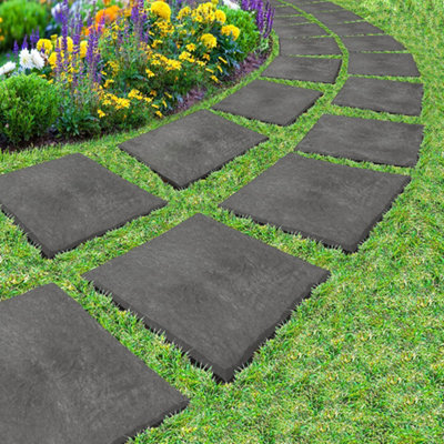 Graphite Slate Effect Single Size Square Stepping Stone 0.09M²