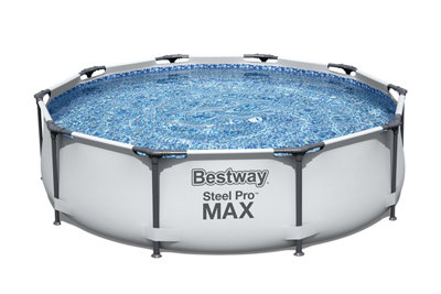 Bestway Steel Pro Max Frame Paddling Pool 10ft x 30 inch - Size: 305 x 305 x 76cm - Multi - Wilko