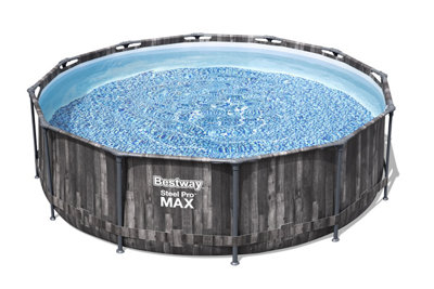 Bestway Steel Pro Max Round Pool Set 12ft x 39.5 inch - Size: 100 x 366 x 366cm - Grey - Wilko