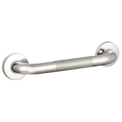 Evekare Knurled Silver Effect Curved Wall-Mounted Grab Rail (L)300Mm