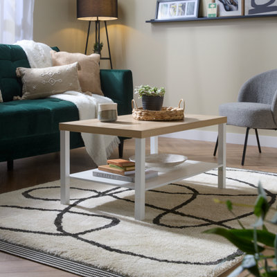 B&Q Hadwell Matt White Oak Effect Coffee Table (H)45Cm (W)55Cm