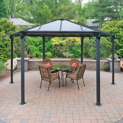 Palram - Canopia Monaco Grey Hexagonal Garden Gazebo, (W)4.5M (D)3.9M