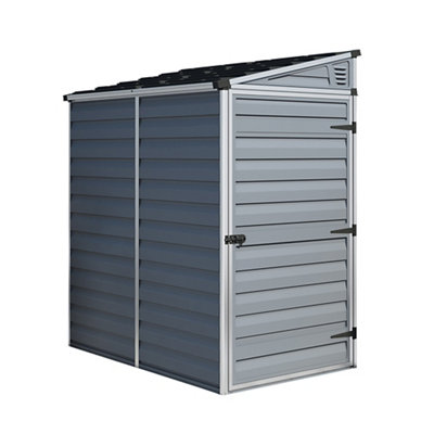 Palram - Canopia Skylight 6X4 Ft Pent Dark Grey Plastic Shed With Floor (Windowless)
