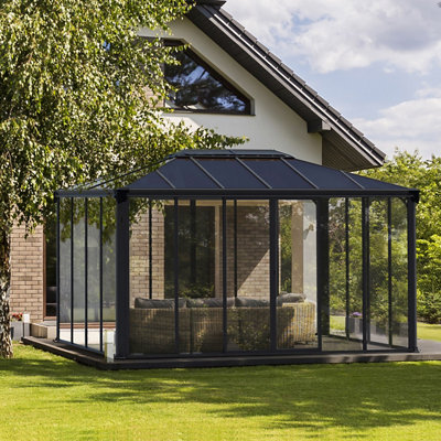 Canopia By Palram Ledro Grey Rectangular Enclosed Gazebo, (W)4.3M (D)2.96M