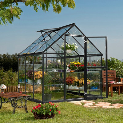 Palram - Canopia Harmony 6X6 Ft Grey Polycarbonate (Pc) Apex Greenhouse With Adjustable Vent