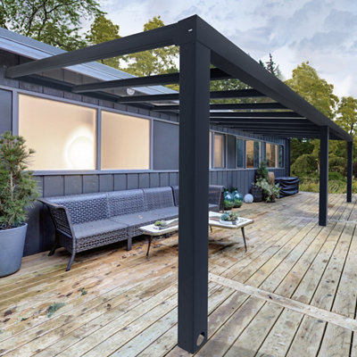 Palram - Canopia Stockholm Grey Patio Cover (H)3.4M (W)7.4M