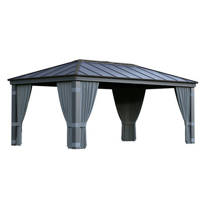 Palram - Canopia Grey Gazebo Curtain, Pack Of 4 (L)2.12M (W)5.07M