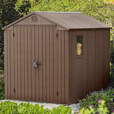 Keter Darwin 8X6 Ft Apex Plastic 2 Door Shed With Floor & 1 Window (Base Included)