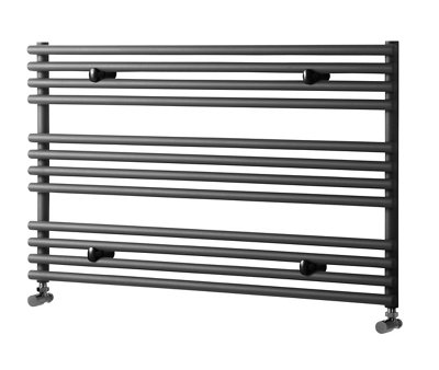 Heating Style Iridio Anthracite Chrome Effect Horizontal Designer Radiator, (W)1000mm X (H)600mm