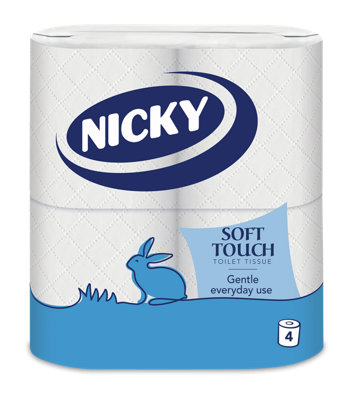Nicky Soft Touch White Toilet Roll, Pack Of 4