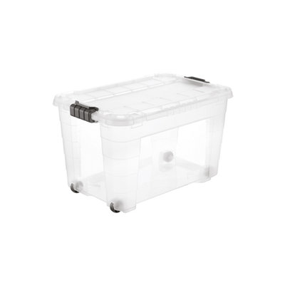 Tontarelli Flip & Store 60L Stackable Wheeled Storage Box With Lid