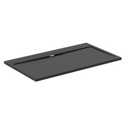Ideal Standard Ultraflat S I.life Matt Jet Black Rectangular Centre Drain Universal Shower Tray (L)1400Mm (W)800Mm (H) 30Mm