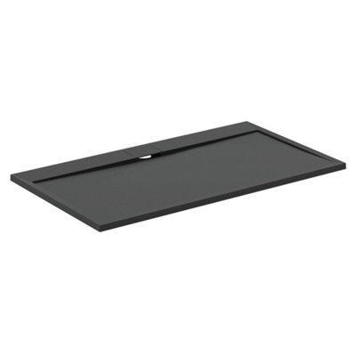 Ideal Standard Ultraflat S I.life Matt Jet Black Rectangular Centre Drain Universal Shower Tray (L)1600Mm (W)900Mm (H) 30Mm