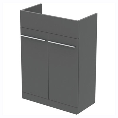 Ideal Standard I.life A Matt Carbon Grey Double Bathroom Sink Cabinet (H) 835Mm (W) 600Mm (D) 21Cm