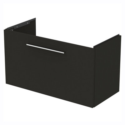Ideal Standard I.life S Compact Matt Carbon Grey Wood Effect Wall-Mounted Bathroom Vanity Unit (H) 440Mm (W) 800Mm