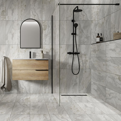 B&Q Sierra White Matt Stone Effect Porcelain Indoor Wall & Floor Tile, Pack Of 7, (L)600Mm (W)300Mm