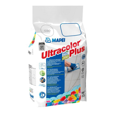 Mapei Ultracolour Plus White Wall & Floor Tile Grout, 5Kg