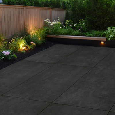 Duratile Designs River Anthracite Matt Natural Stone Effect Textured Porcelain Outdoor Floor Tile, Pack Of 1, (L)900Mm (W)600Mm