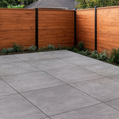 Duratile Designs Beck Grey Matt Natural Stone Effect Textured Porcelain Outdoor Floor Tile, Pack Of 2, (L)600Mm (W)600Mm