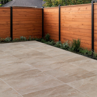 Duratile Designs Beck Sandstone Matt Natural Stone Effect Textured Porcelain Outdoor Floor Tile, Pack Of 2, (L)600Mm (W)600Mm