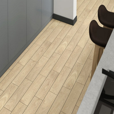Duratile Designs Bonsai Beige Matt Wood Effect Porcelain Indoor Wall & Floor Tile, Pack Of 17, (L)600Mm (W)150Mm