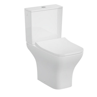 Vitra Koa White Rimless Slim Square Toilet Set With Soft Close Seat & Exposed Cistern