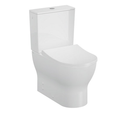 Vitra Koa White Rimless Slim Round Toilet Set With Soft Close Seat & Exposed Cistern