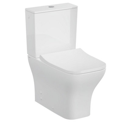 Vitra Koa White Rimless Slim Square Toilet Set With Soft Close Seat & Exposed Cistern