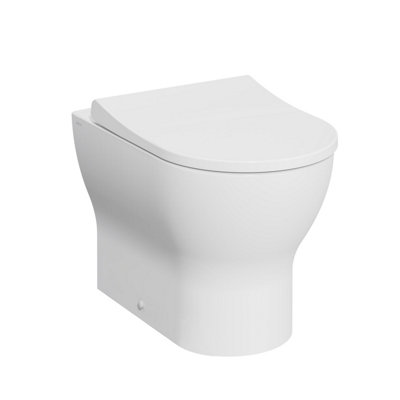 Vitra Koa White Rimless Slim Round Fully Skirted Toilet Set With Soft Close Seat & Embedded Cistern