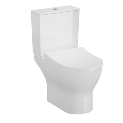 Vitra Koa White Rimless Slim Round Toilet Set With Soft Close Seat & Exposed Cistern