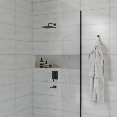 Ceramica Pearl Lustre Pearlescent White Matt Marble Effect Ceramic Indoor Wall Tile, Pack Of 6, (L)600Mm (W)300Mm