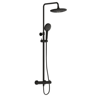 Vitra Aquaheat Bliss Matt Black Thermostatic Mixer Shower With 2 Heads & 1500M Hose Length