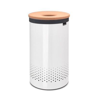 Brabantia White & Cork Steel Laundry Bin, 60L