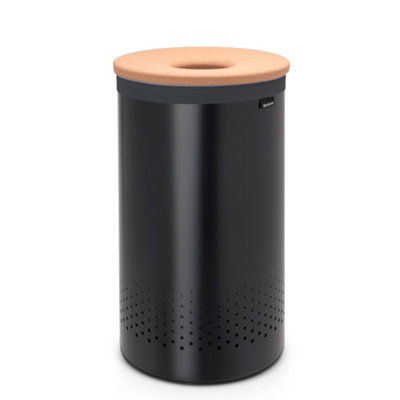 Brabantia Matt Black Steel Large Laundry Bin, 60L