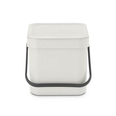 Brabantia Sort & Go Hinged Standard Light Grey Plastic Bin - 6L Freestanding