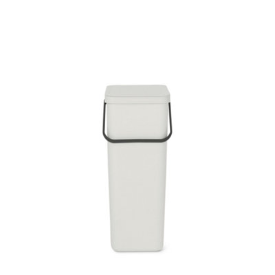 Brabantia Sort & Go Hinged Tall Light Grey Plastic Recycling Bin - 40L Freestanding