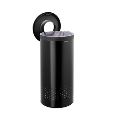 Brabantia Black Plastic & Stainless Steel Medium Laundry Bin, 35L