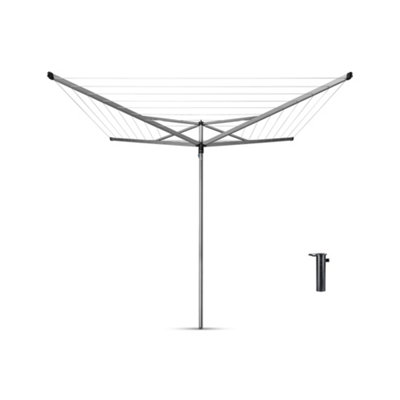 Brabantia Metallic Grey Anodised Aluminium & Steel 4 Arm Rotary Airer, 50M