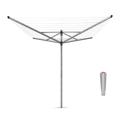 Brabantia Lift-O-Matic Silver Effect Steel 4 Arm Garden Rotary Airer, 40M