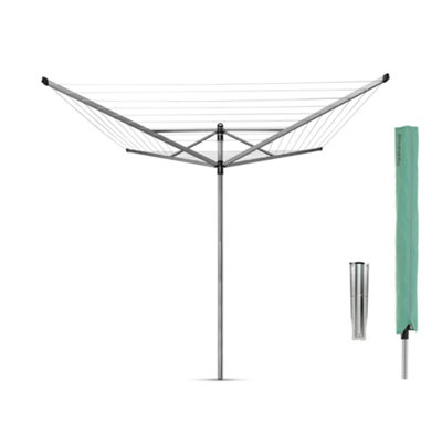 Brabantia Lift-O-Matic Silver Effect Steel 4 Arm Garden Rotary Airer, 60M