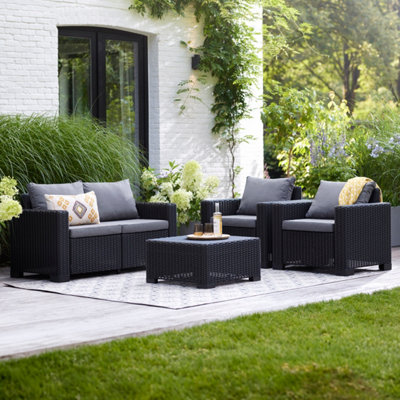 Keter California Graphite Resin 4 Seater Garden Furniture Set With Coffee Table