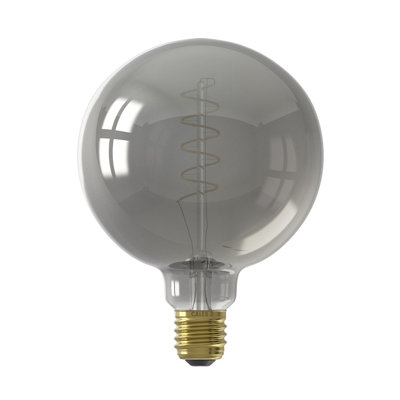 Calex Flexible E27 4W 100Lm 360° Smoke Globe Extra Warm White Led Dimmable Filament Light Bulb
