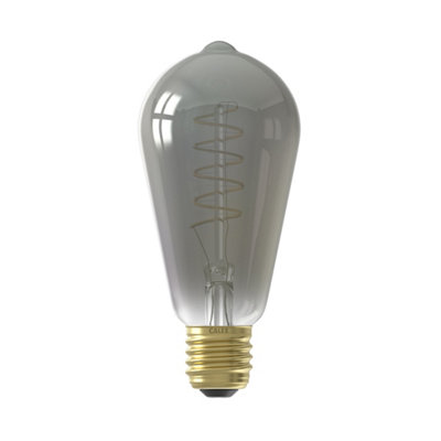 Calex Titanium Flex E27 4W 100Lm 360° Smoke St64 Extra Warm White Led Dimmable Filament Light Bulb