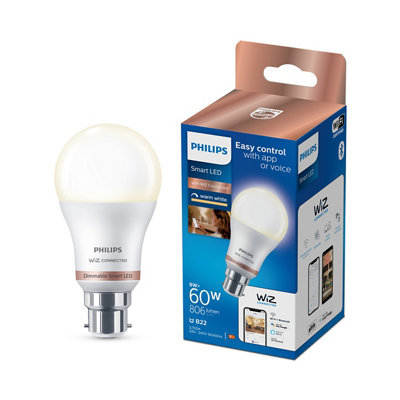 Philips White Wiz B22 60W Led Cool A60 Smart Light Bulb