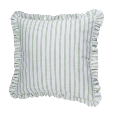 B&Q Green & White Striped Slub Effect Indoor Cushion (L)45Cm (W)45Cm