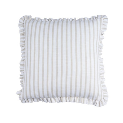 B&Q Taupe & White Striped Slub Effect Indoor Cushion (L)45Cm (W)45Cm