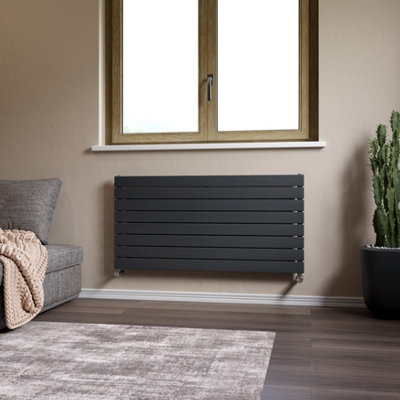Ximax Vertirad Hwh1195600a Anthracite Gas Horizontal Designer Panel Radiator, (W)1200Mm X (H)595Mm