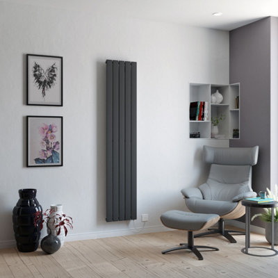 Ximax Vertirad Hwe1800370a Anthracite Electric & Gas Vertical Electric Designer 2048Btu Radiator, (W)370Mm X (H)1800Mm