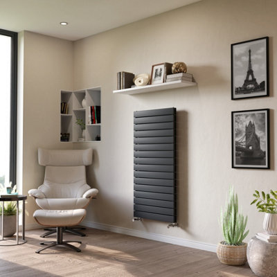 Ximax Vertirad Duplex Hwhd1195600a Anthracite Gas Vertical Designer Panel 3317Btu Radiator, (W)600Mm X (H)1195Mm
